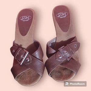 SM New York Wooden Sandal Heels